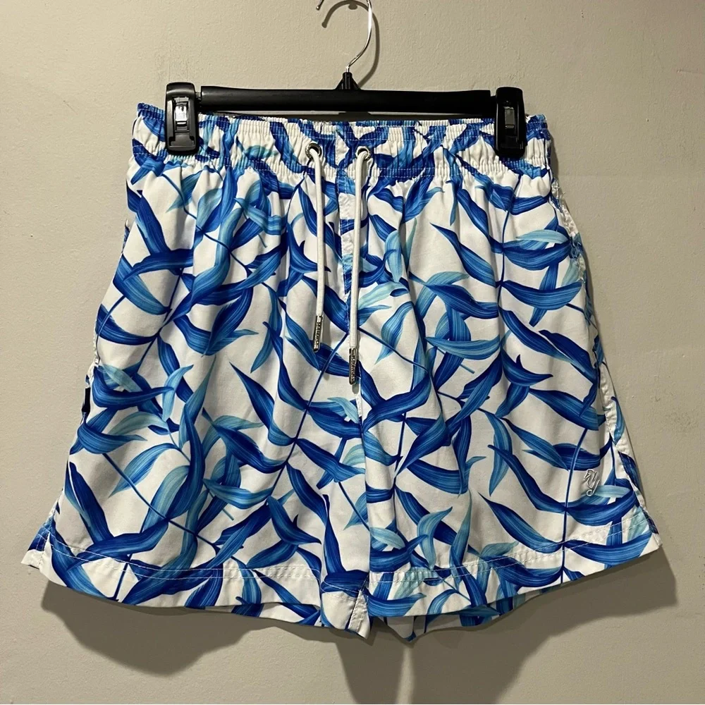 Seahorse Swimwear Trunks Large Blue White‎ Lined Drawstring